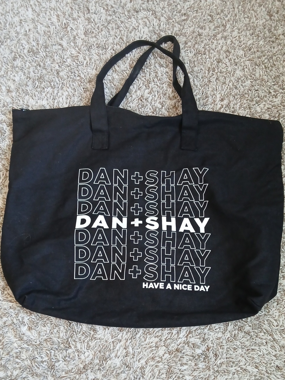 Dan + Shay Have A Nice Day Concert Black Canvas Zippered Tote Tote Bag